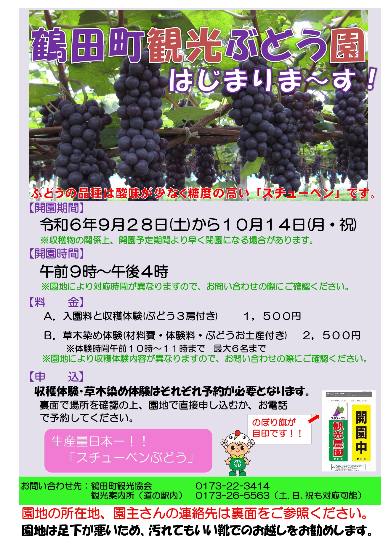 令和6年度観光ぶどう園開催のお知らせ | メデタイ・ツルタ